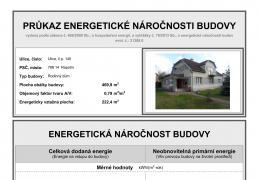 Průkaz PENB pro stávající stavbu RD - energetická třída G