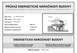 Průkaz PENB pro stávající stavbu RD - energetická třída A